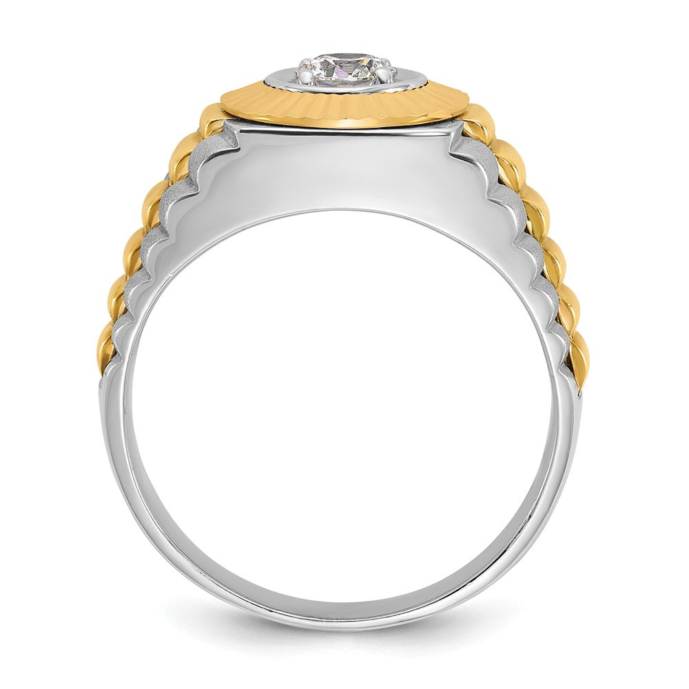 IBGoodman 10k Two-tone Men's Polished Satin and Textured 3/8 Carat A Quality Diamond Ring