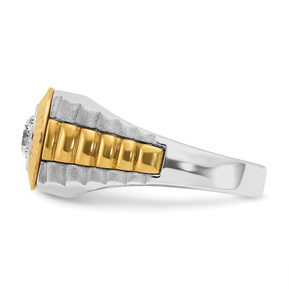 IBGoodman 10k Two-tone Men's Polished Satin and Textured 3/8 Carat A Quality Diamond Ring