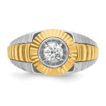 IBGoodman 10k Two-tone Men's Polished Satin and Textured 3/8 Carat A Quality Diamond Ring