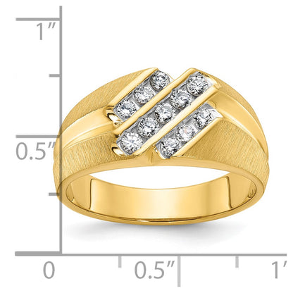IBGoodman 10k Men's Polished Satin and Grooved 1/2 Carat A Quality Diamond Ring