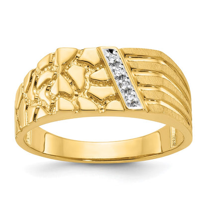IB Goodman 10k Mens 4-Stone Diamond Nugget Complete Ring