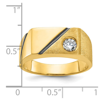IB Goodman 10k Mens Polished and Satin Holds 4.0mm Round Stone Ring Mounting