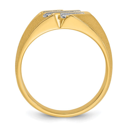 IB Goodman 10k Mens Polished/Satin/Grooved Holds 5-1.8mm/6-1.7mm Stones Ring Mounting
