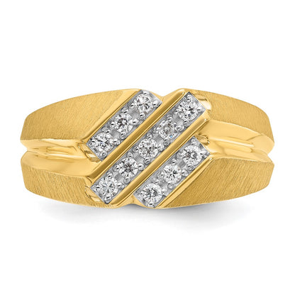 IB Goodman 10k Mens Polished/Satin/Grooved Holds 5-1.8mm/6-1.7mm Stones Ring Mounting