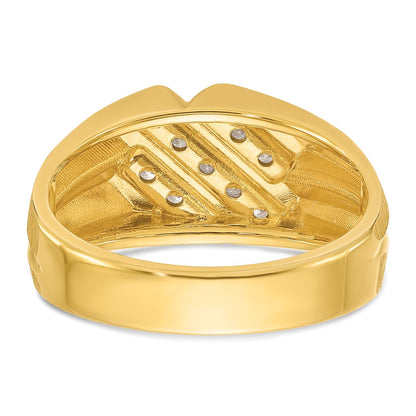 IB Goodman 10k Mens Polished/Satin/Grooved Holds 5-1.8mm/6-1.7mm Stones Ring Mounting