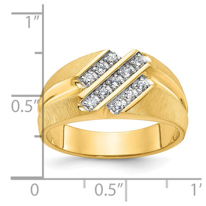 IB Goodman 10k Mens Polished/Satin/Grooved Holds 5-1.8mm/6-1.7mm Stones Ring Mounting