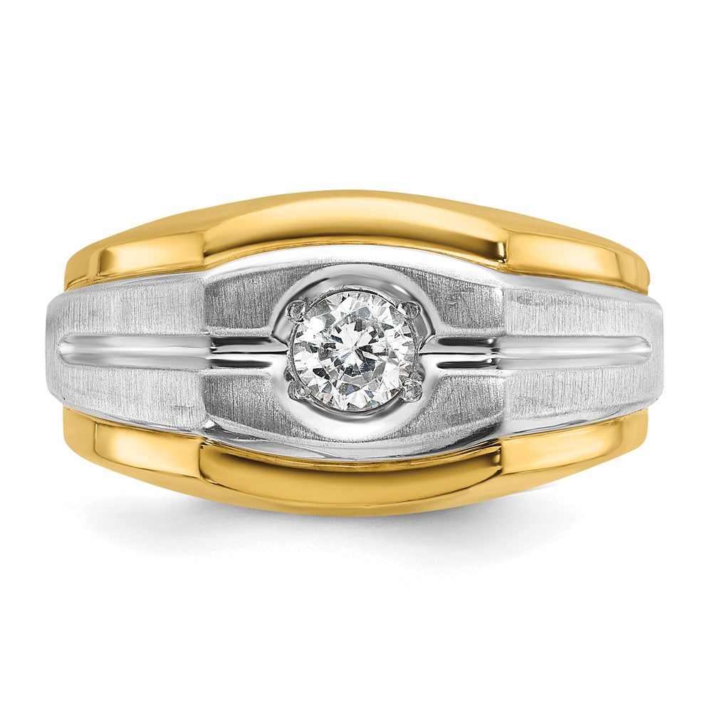 IBGoodman 14k Two-tone 1/3 carat Lab Grown Diamond VS/SI+ G+ Complete Polished and Satin Men's Ring