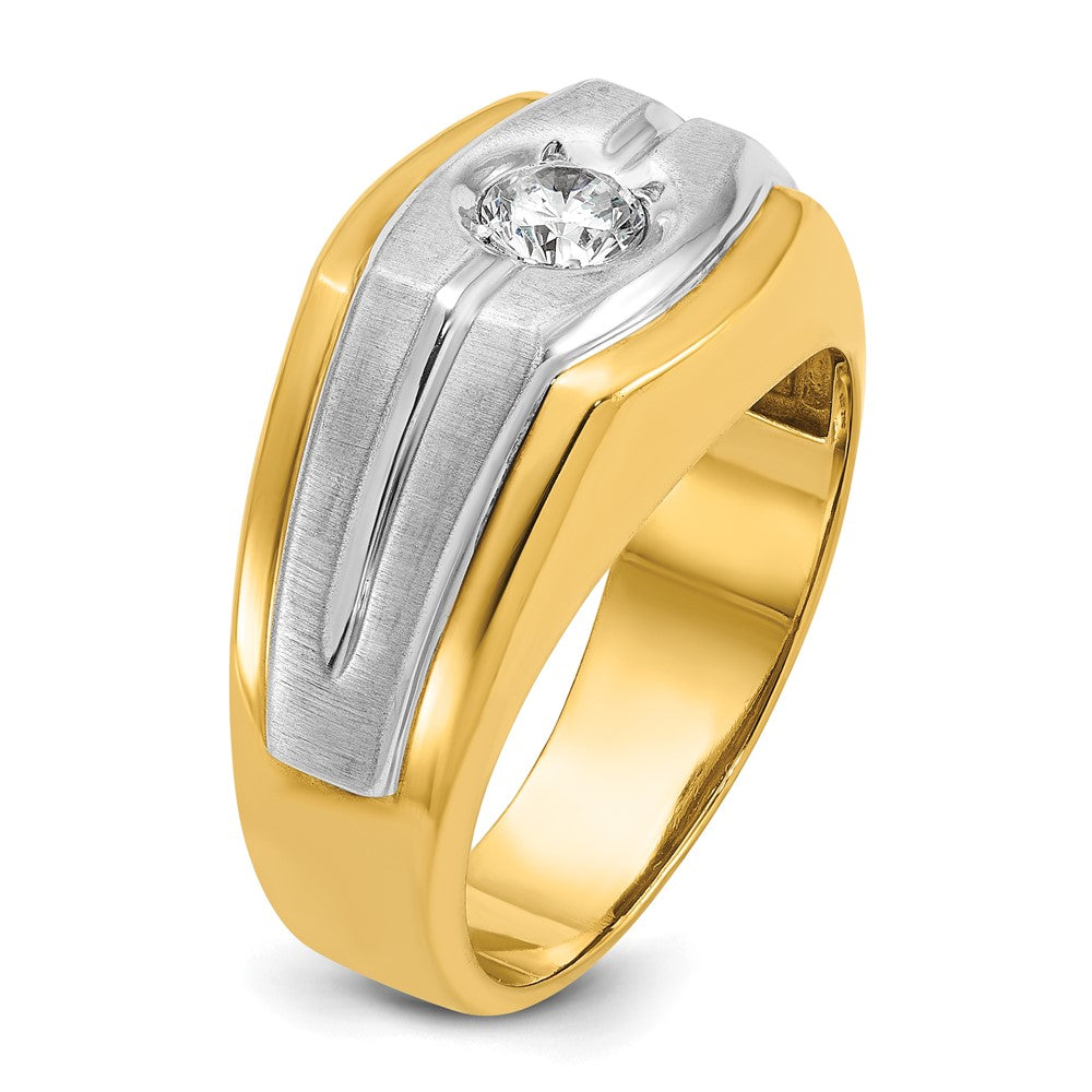 IBGoodman 14k Two-tone 1/3 carat Lab Grown Diamond VS/SI+ G+ Complete Polished and Satin Men's Ring