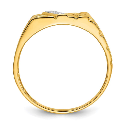IBGoodman 14k .02 carat Lab Grown Diamond VS/SI+ G+ Complete Textured Men's Nugget Ring