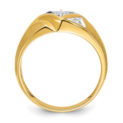 IBGoodman 14k with White Rhodium 1/5 carat Lab Grown Diamond VS/SI+ G+ Complete Polished and Satin Men's Ring