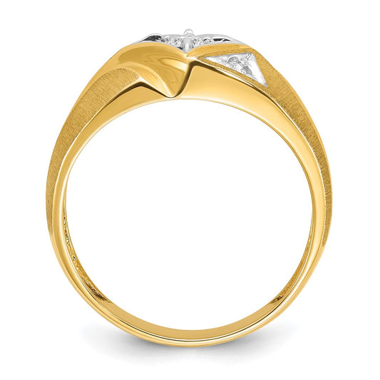IBGoodman 14k with White Rhodium 1/5 carat Lab Grown Diamond VS/SI+ G+ Complete Polished and Satin Men's Ring