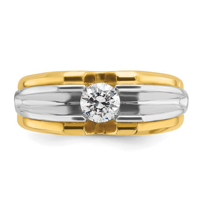 IBGoodman 14k Two-tone 1/2 carat Lab Grown Diamond VS/SI+ G+ Complete Polished and Satin Men's Ring