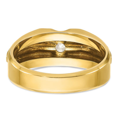IBGoodman 14k Two-tone 1/2 carat Lab Grown Diamond VS/SI+ G+ Complete Polished and Satin Men's Ring