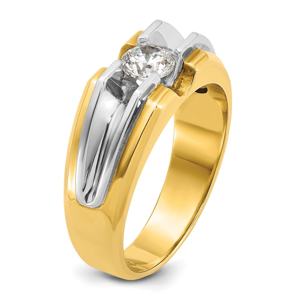 IBGoodman 14k Two-tone 1/2 carat Lab Grown Diamond VS/SI+ G+ Complete Polished and Satin Men's Ring