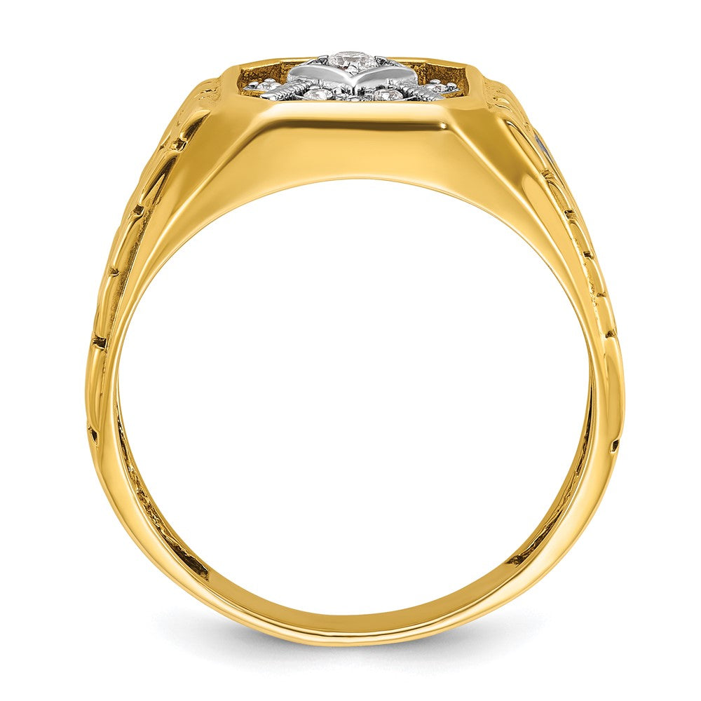 IBGoodman 10k Two-tone Men's Polished and Textured Blue Lodge Master Masonic Ring Mounting