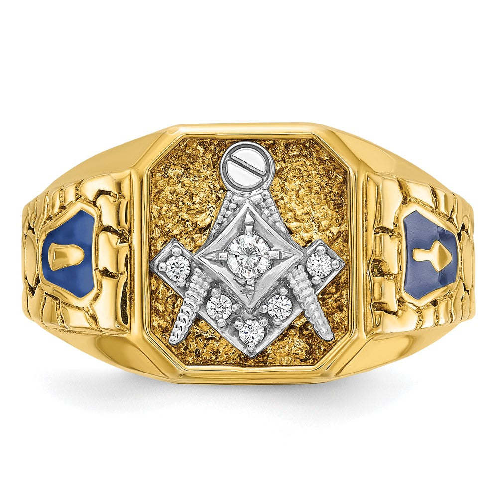 IBGoodman 10k Two-tone Men's Polished and Textured Blue Lodge Master Masonic Ring Mounting