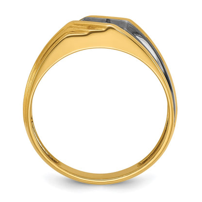IB Goodman 10k Mens Polished and Grooved Holds 5.0mm Round Stone Ring Mounting