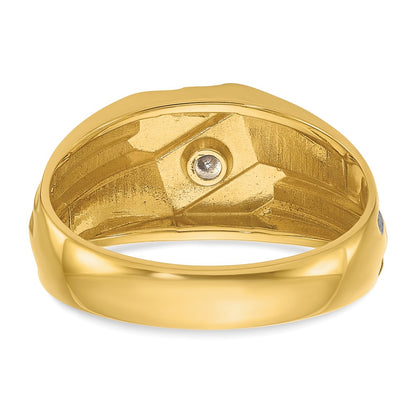 IBGoodman 10k with Black Rhodium Men's Polished and Grooved 1/6 Carat A Quality Diamond Ring