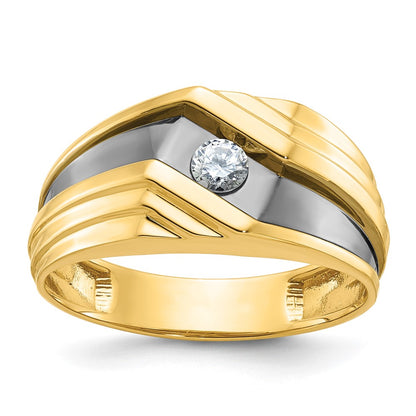 IB Goodman 10k Mens Polished and Grooved Holds 5.0mm Round Stone Ring Mounting