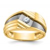 IBGoodman 10k with Black Rhodium Men's Polished and Grooved 1/6 Carat A Quality Diamond Ring