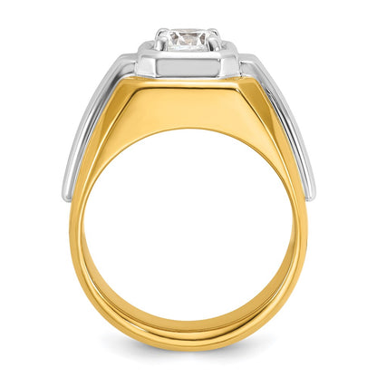 IBGoodman 14k Two-tone 1 carat Lab Grown Diamond VS/SI+ G+ Complete Polished and Grooved Men's Ring