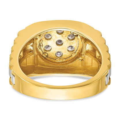 IBGoodman 10k Two-tone Men's Polished Satin and Textured 1/2 Carat A Quality Diamond Cluster Ring