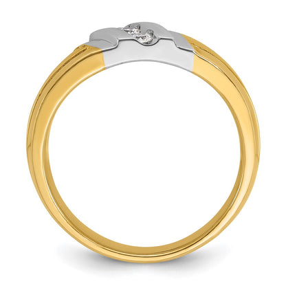 IBGoodman 10k Two-tone Men's Polished and Grooved 3-Stone 1/5 Carat A Quality Diamond Ring