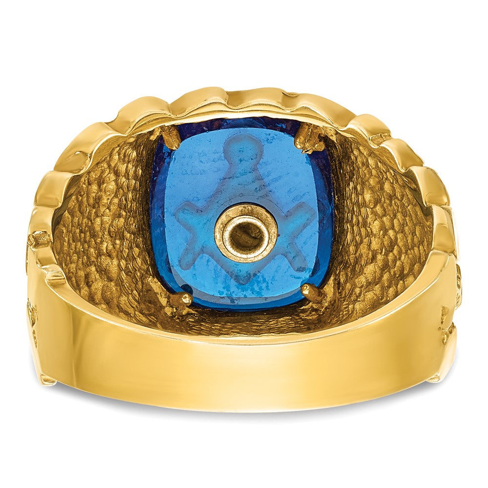 IBGoodman 10k Men's Polished and Nugget Textured Blue Lodge Master Masonic Ring Mounting