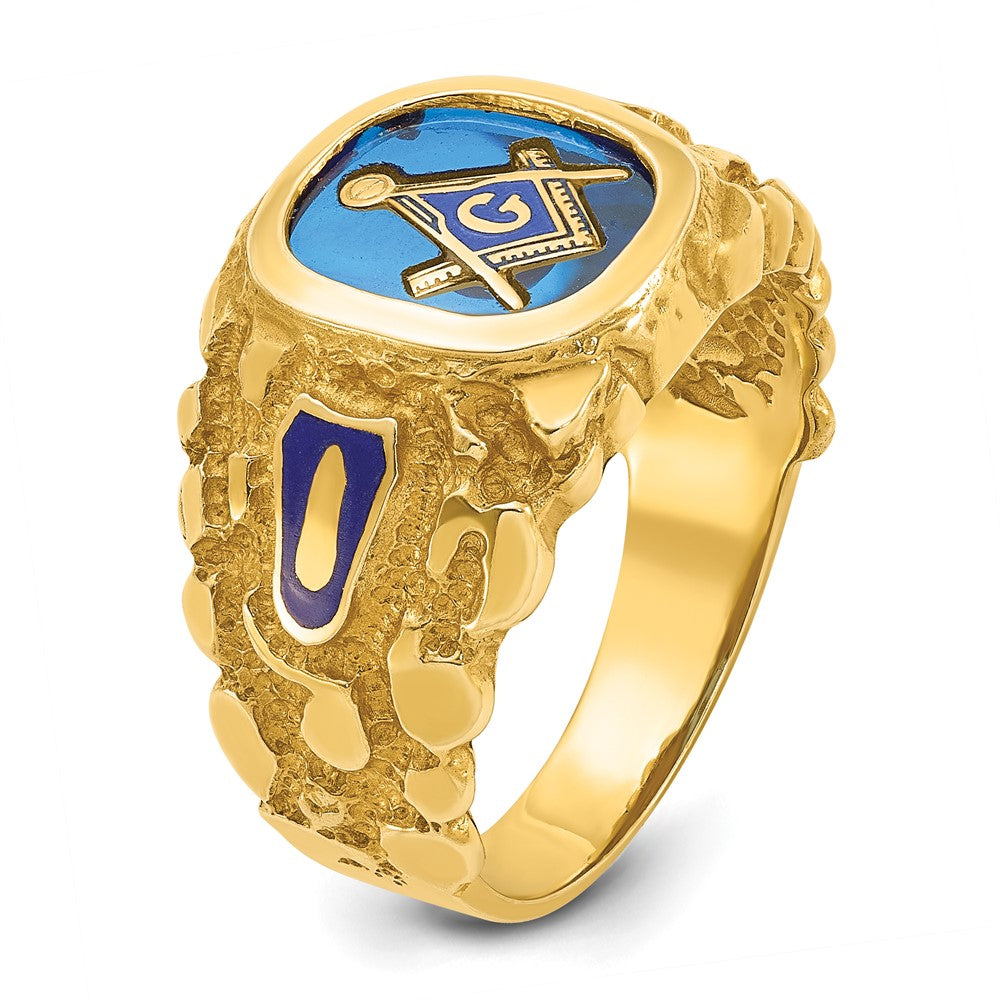 IBGoodman 10k Men's Polished and Nugget Textured Blue Lodge Master Masonic Ring Mounting