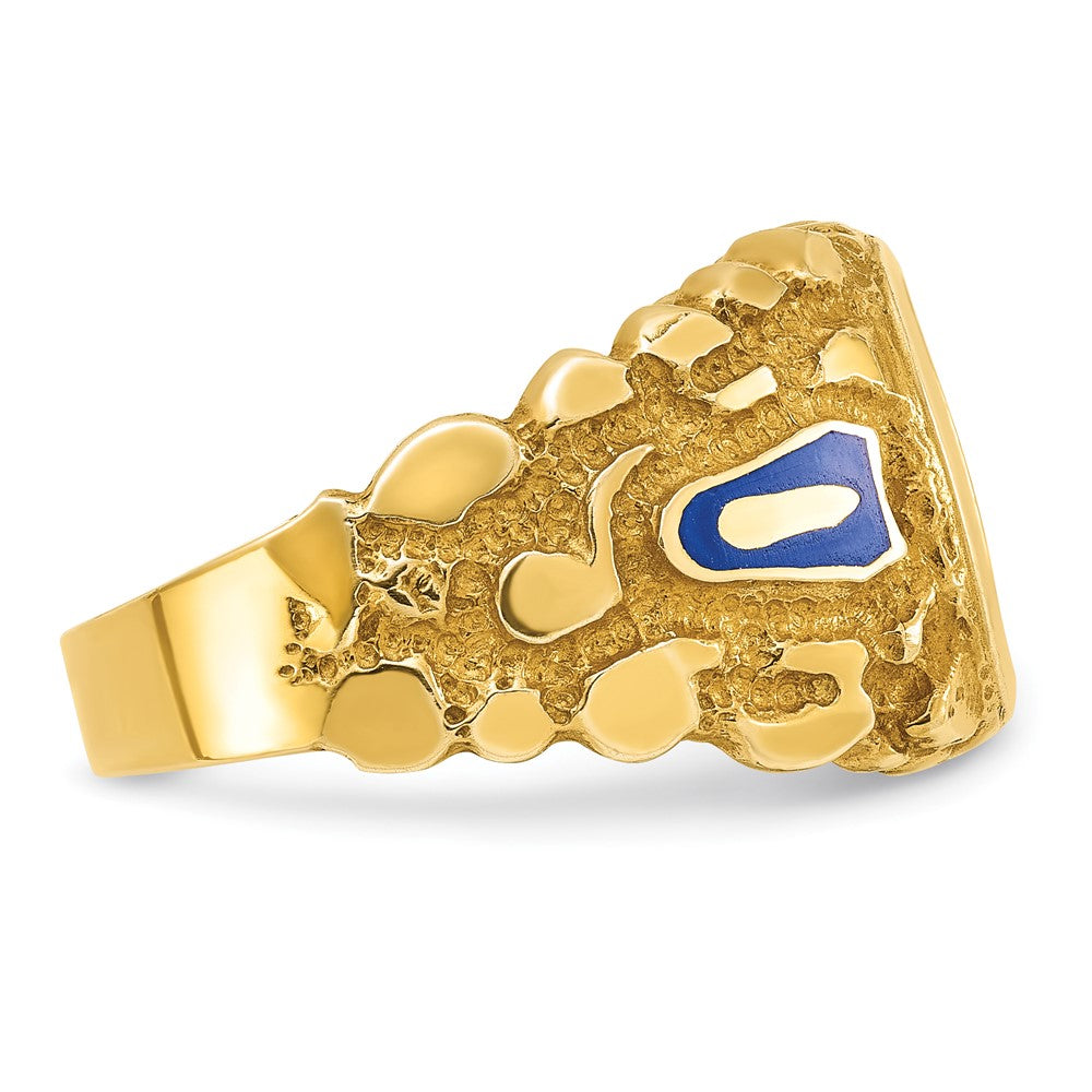 IBGoodman 10k Men's Polished and Nugget Textured Blue Lodge Master Masonic Ring Mounting