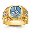 IBGoodman 10k Men's Polished and Nugget Textured Blue Lodge Master Masonic Ring Mounting