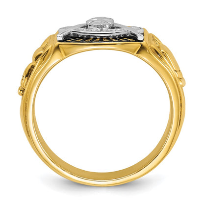 IBGoodman 10k Two-tone Men's Polished and Textured with Black Enamel Past Master Masonic Ring