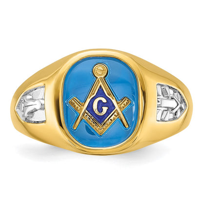 IBGoodman 10k Men's Polished and Textured Blue Lodge Master Masonic Ring Mounting