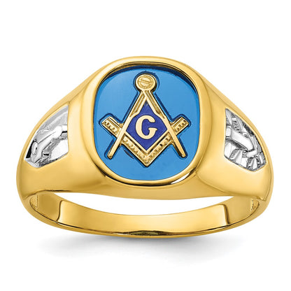 IBGoodman 10k Men's Polished and Textured Blue Lodge Master Masonic Ring Mounting