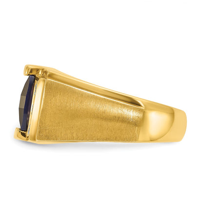 IB Goodman 10k Mens 9.5mm Cushion Lab Created Sapphire and 1/20 carat Diamond Complete Ring