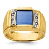 IB Goodman 10k Mens 9.5mm Cushion Lab Created Sapphire and 1/20 carat Diamond Complete Ring