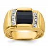 IB Goodman 10k Mens 9.5mm Barrel Cushion Onyx and 1/20 carat Diamond Complete Ring