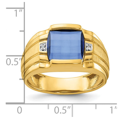 IB Goodman 10k Mens Holds 9.5mm Cushion Gemstone and 2-1.1mm Diamonds Ring Mounting