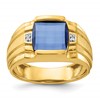 IB Goodman 10k Mens Barrel Cushion Lab Created Sapphire and Diamond Complete Ring