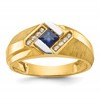 IB Goodman 10k Mens 4mm Square Lab Created Sapphire and 1/15 carat Diamond Satin Complete Ring
