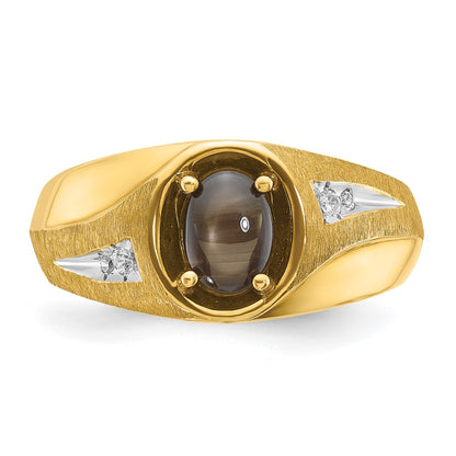 IB Goodman 10k Mens Satin 8x6mm Black Star Sapphire and 1/20 carat Diamond Complete Ring