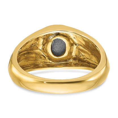 IB Goodman 10k Mens Satin 8x6mm Black Star Sapphire and 1/20 carat Diamond Complete Ring