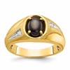 IB Goodman 10k Mens Satin 8x6mm Black Star Sapphire and 1/20 carat Diamond Complete Ring