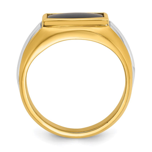 IB Goodman 10k Two-tone Mens 12x9mm Cushion Rectangle Onyx Complete Ring