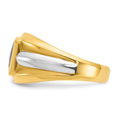 IB Goodman 10k Two-tone Mens 12x9mm Cushion Rectangle Onyx Complete Ring