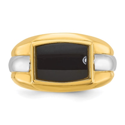 IB Goodman 10k Two-tone Mens 12x9mm Cushion Rectangle Onyx Complete Ring