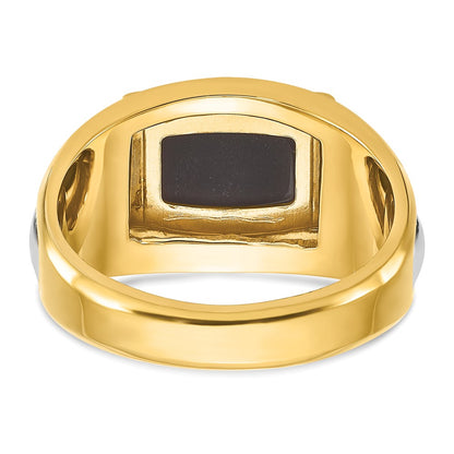 IB Goodman 10k Two-tone Mens 12x9mm Cushion Rectangle Onyx Complete Ring