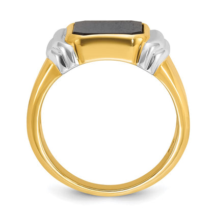IB Goodman 10k Two-tone Mens 12x10mm Octagon Onyx Complete Ring