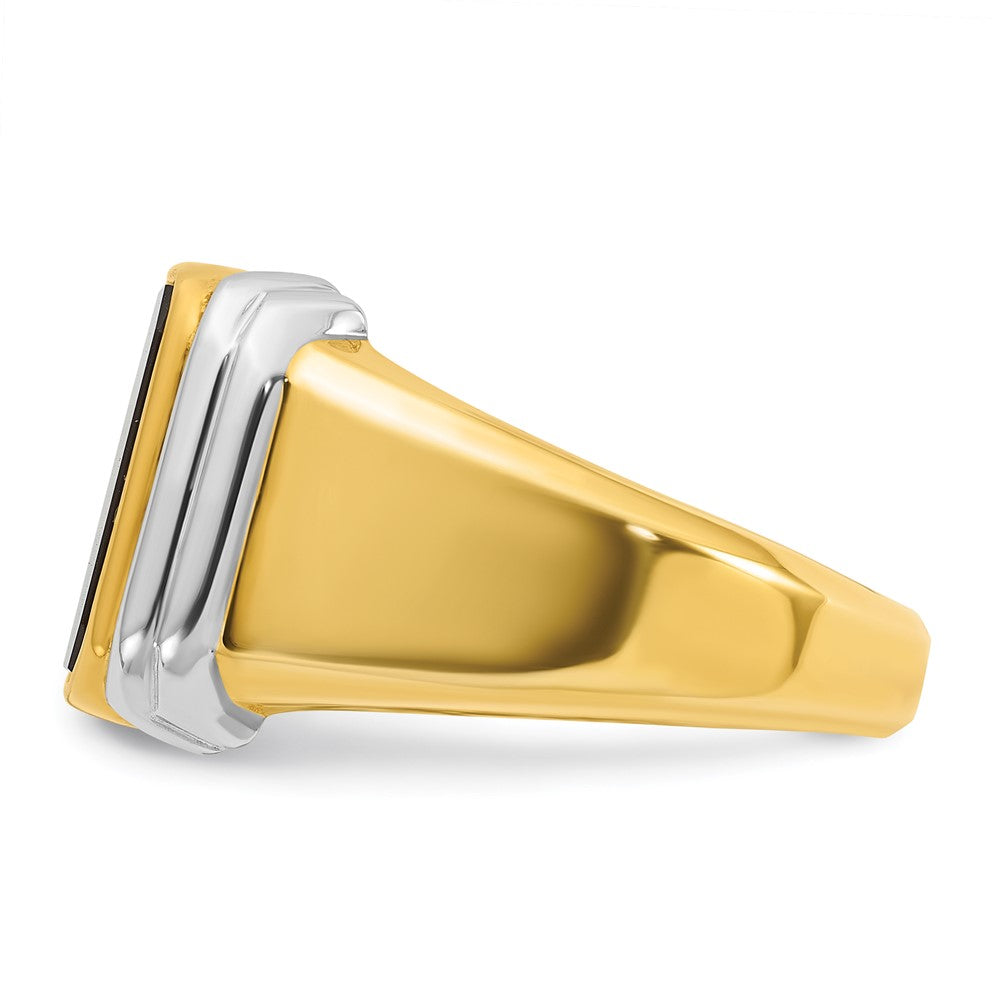 IB Goodman 10k Two-tone Mens 12x10mm Octagon Onyx Complete Ring