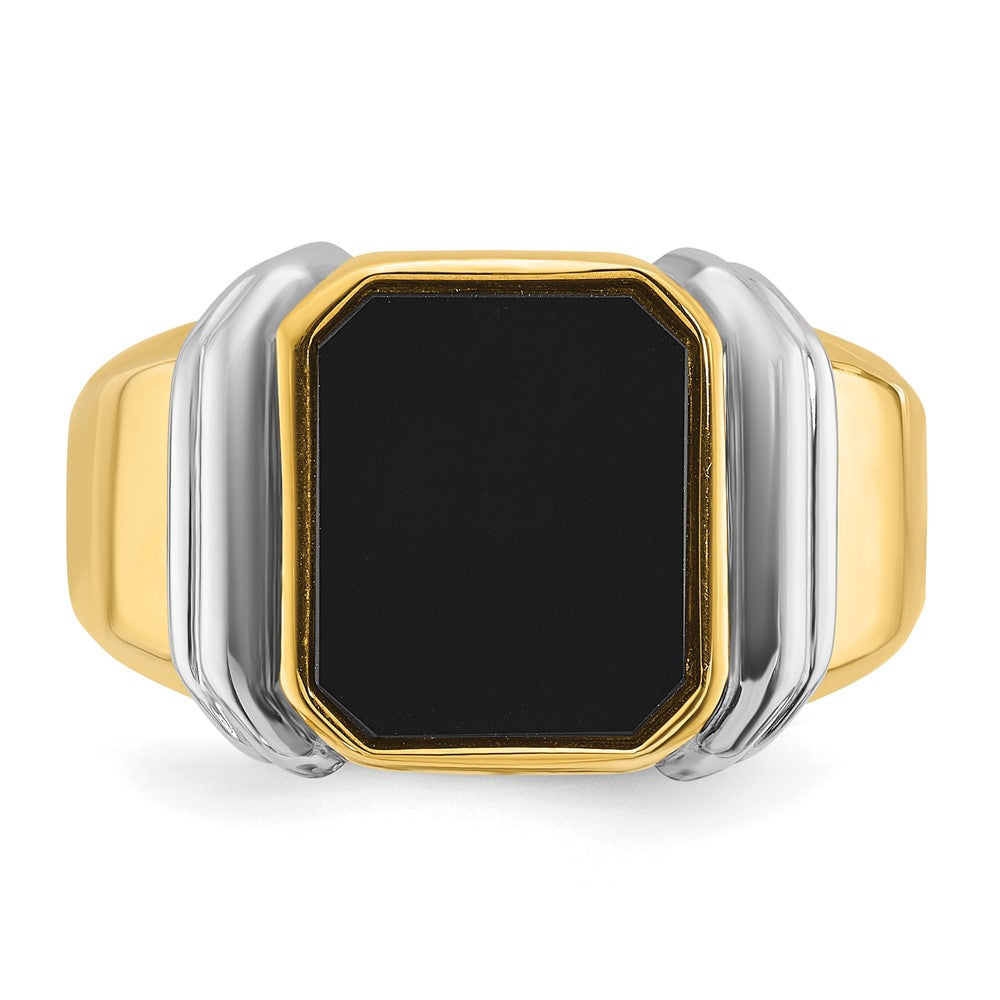 IB Goodman 10k Two-tone Mens 12x10mm Octagon Onyx Complete Ring